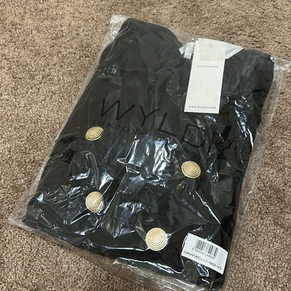 WYLDR Warning Blazer Black Velvet Jacket Military XS - Picture 10 of 10